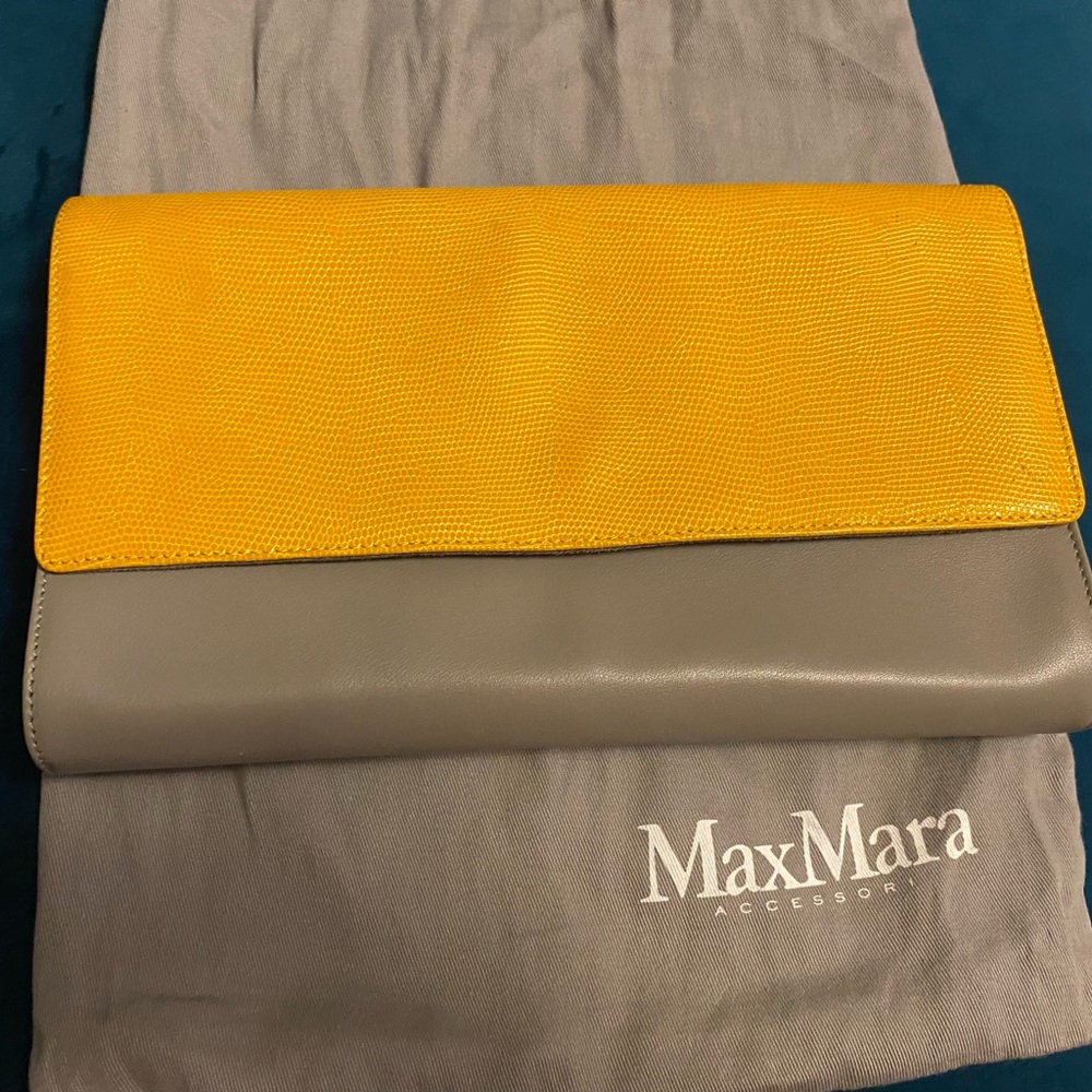 MaxMara Leather Yellow/Grey Clutch